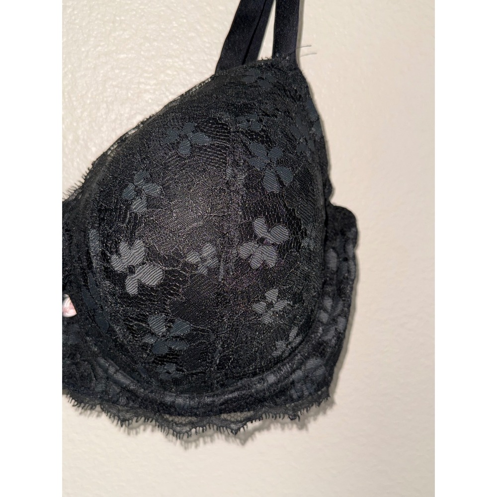 Victorias Secret Dream Angels Lined Demi Bra Black Floral Lace 38D Underwire - Picture 3 of 6